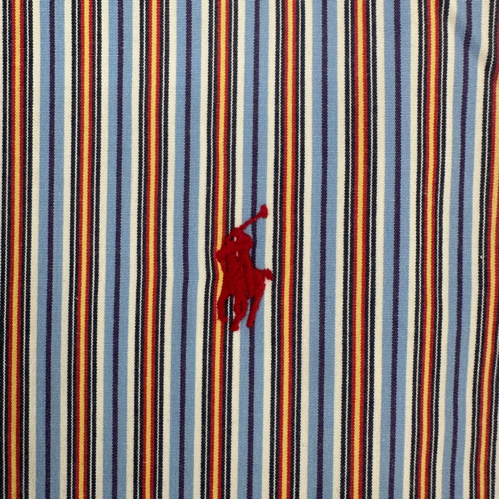 Ralph Lauren Classic Fit Mens Large Striped Button Down Shirt Blue Red‎ Yellow